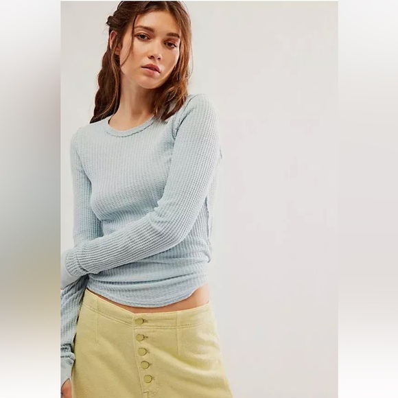 Free People Tops - FREE PEOPLE We The Free Roll With it Thermal Blue XS